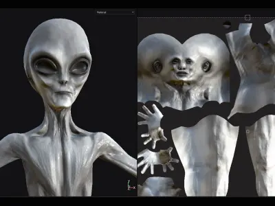 Alien Pbr Low Poly Rigged Low-poly 3D model