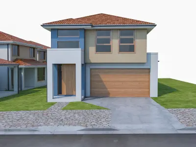 Neighborhood Houses Set - 4 Pack Low-poly 3D model