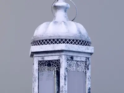 Lantern Aged White Metal 3D model