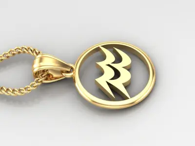 Circle Aquarius Light Gold Pendant Version 6 3D print model