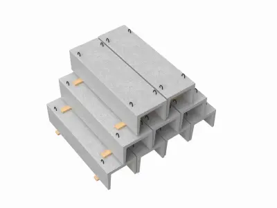 Concrete Trench On Wood Planks 3D model
