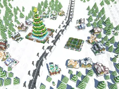 Full Pack Christmas House Voxel Low-poly 3D model