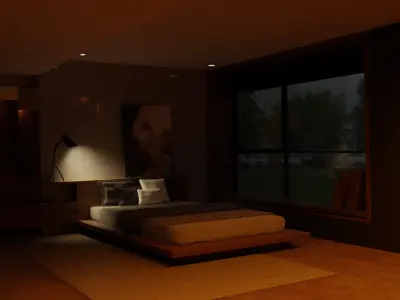 Modern Bedroom Interior 3D Model Low-poly 3D model
