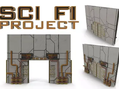 Sci fi Gate Low-poly 3D model