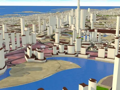 Dubai Sharjah Ajman Cities Oct 2020 Low-poly 3D model