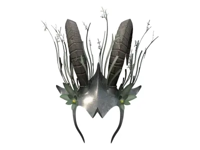 Horns Fantasy Helmet Head Piece Tiara Low-poly 3D model