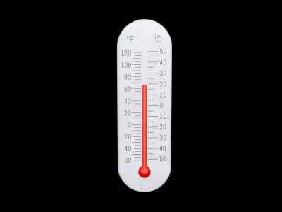 Interactive Thermometer Low-poly 3D model