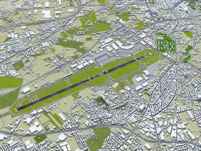 Naples International Airport 10km Low-poly 3D model
