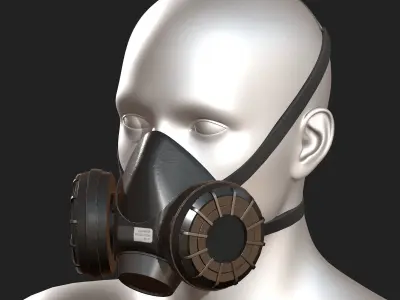 Gas mask respirator military combat fantasy  Low-poly 3D model