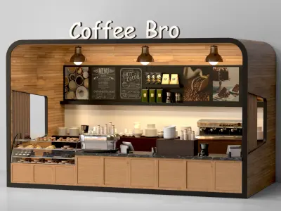 Coffee point for airports or street food 3D model