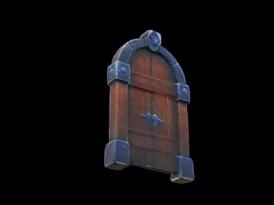 Stylized medieval door Low-poly 3D model