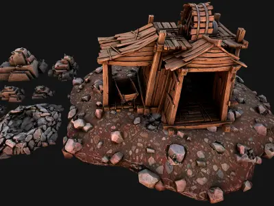 Medieval Tin Ore Mine Low-poly 3D model