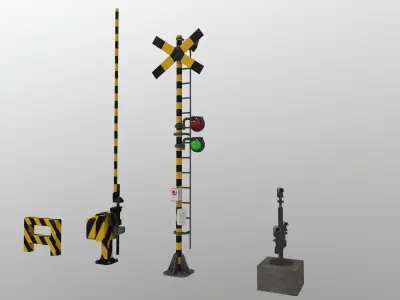 Train Railway Signal Kit Low-poly 3D model
