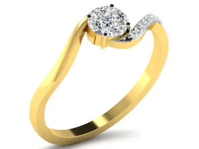 Light Weight Yellow Gold Diamond Ring DR-6034 3D print model