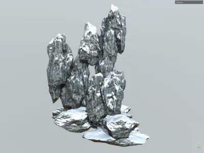 Low poly snow big rock formular Low-poly 3D model