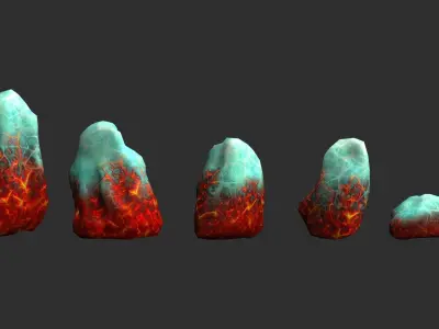 Rock Set 03 - Fire and Ice Low-poly 3D model