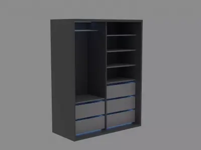 Wardrobe with drawers Free 3D model