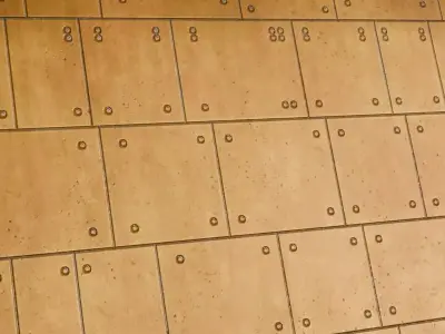 Orange Sci-Fi Wall PBR Seamless Texture