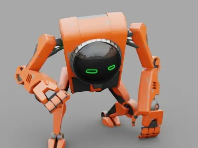 Toon robot rigged character 3D model