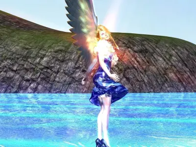 Angelic lady Low-poly 3D model