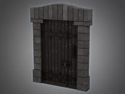 Medieval Door Double Bolt Latch Door 3D Model Low-poly 3D model
