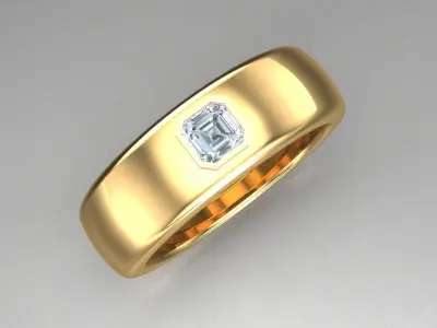 Light Gold Diamond Men Ring 2MR079 3D model
