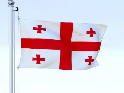 Animated Georgia Flag Low-poly 3D model