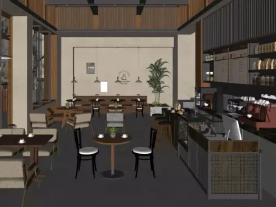 coffee shop 3D model 9