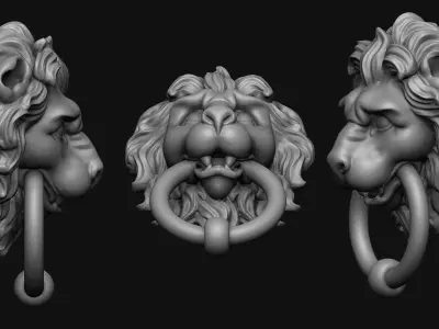 Lion Door Knocker 3d print model 3D print model