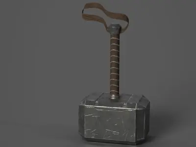 Thor Mjolnir and Captain America Shield Low-poly 3D model