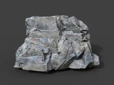 Low poly Gray Sharp Modular Rock 211210 Low-poly 3D model