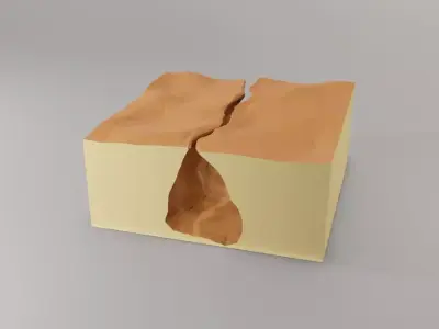 Isometric canyon walkthrough Low-poly 3D model
