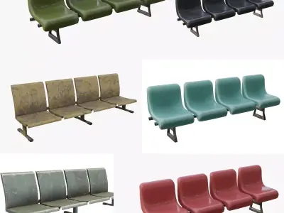 Super Airport Waiting Room Seats Collection 3D Model Pack