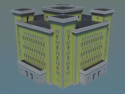 Reichsbahn Berlin Castle Plaster Yellow Low-poly 3D model