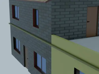 3d low poly house model Low-poly 3D model