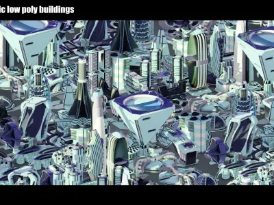 35 Futuristic Buildings VOL 6 Low-poly 3D model