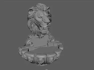 Lions Fountain Majesty Detailed Lion Head Wall Fountain STL  3D print model purchase