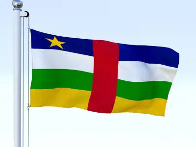 Animated Central African Republic Flag Low-poly 3D model