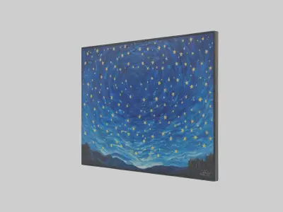 The Starry Night Painting Low-poly 3D model