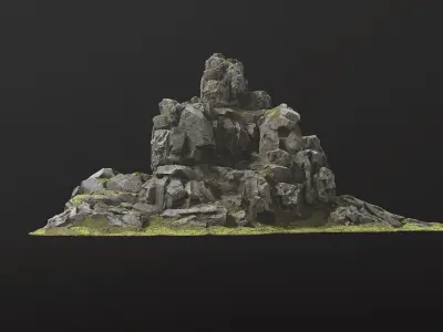 Rock Island mountains 1 Low-poly 3D model