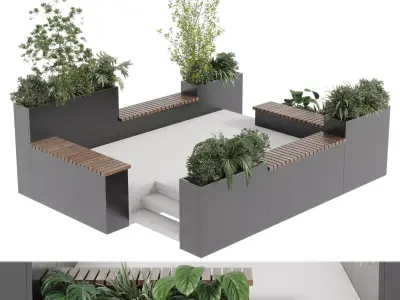 Landscape Furniture with Pergola and Roof garden 14 3D model