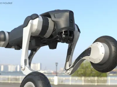  Mobile Security Robot with Wheels Rigged for Cinema 4D 