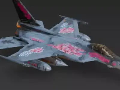 Street Tag Fighter Jet 3D Model Urban Graffiti Aircraft Low-poly 3D model