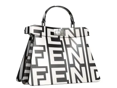 Fendi Peekaboo Bag White Logo Low-poly 3D model