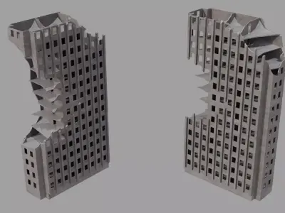 Destroyed City Winter Environment Pack Low-poly 3D model