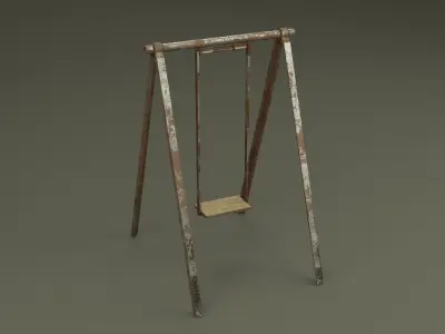 Old Rusty Swings pack set NAT Low-poly 3D model
