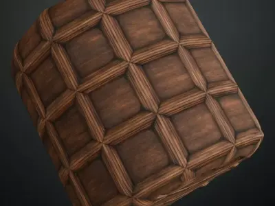 Traditional Coffered Wood Ceiling Panels PBR Texture