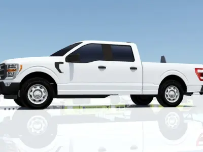 half ton Pickup truck 4 door cab low poly static Low-poly 3D model