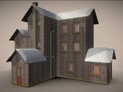 LowPoly House With Snow Roof Low-poly 3D model