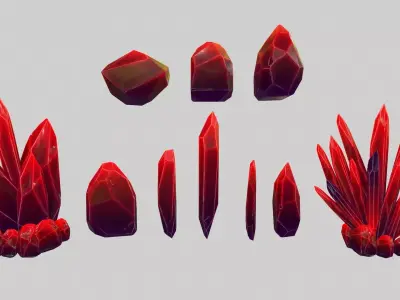 Crystal Set sword Low-poly 3D model